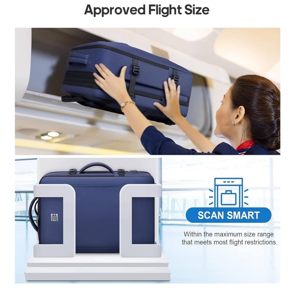 40L Flight Approved Travel Backpack Expandable Water-Resistant 17” Laptop Bag - Picture 4 of 5